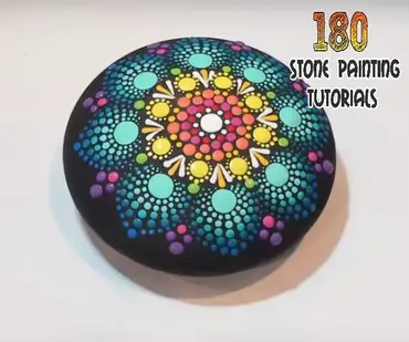 Rainbow Mandala Day 15 of 180 Days of Stone Painting - Truly Majestic